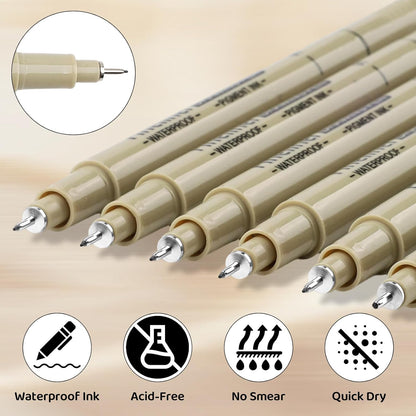 6-Pack Extra Fine Point Writing Pens - 0.25mm Ultra Thin Pen - No Bleed Micro Line Tip Fineliner - Smooth Waterproof Gel Felt Ink Markers Stuff - Bible Journaling Study & Office Supplies