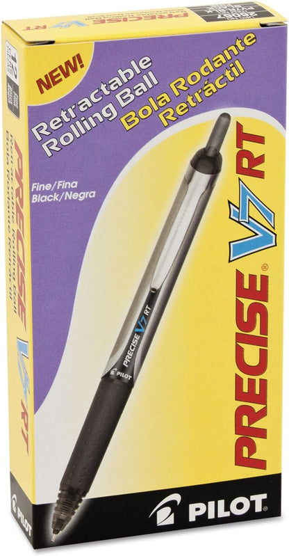 PILOT Precise V7 RT Refillable & Retractable Liquid Ink Rolling Ball Pens, Fine Point (0.7mm) Black Ink, 12-Pack (26067)