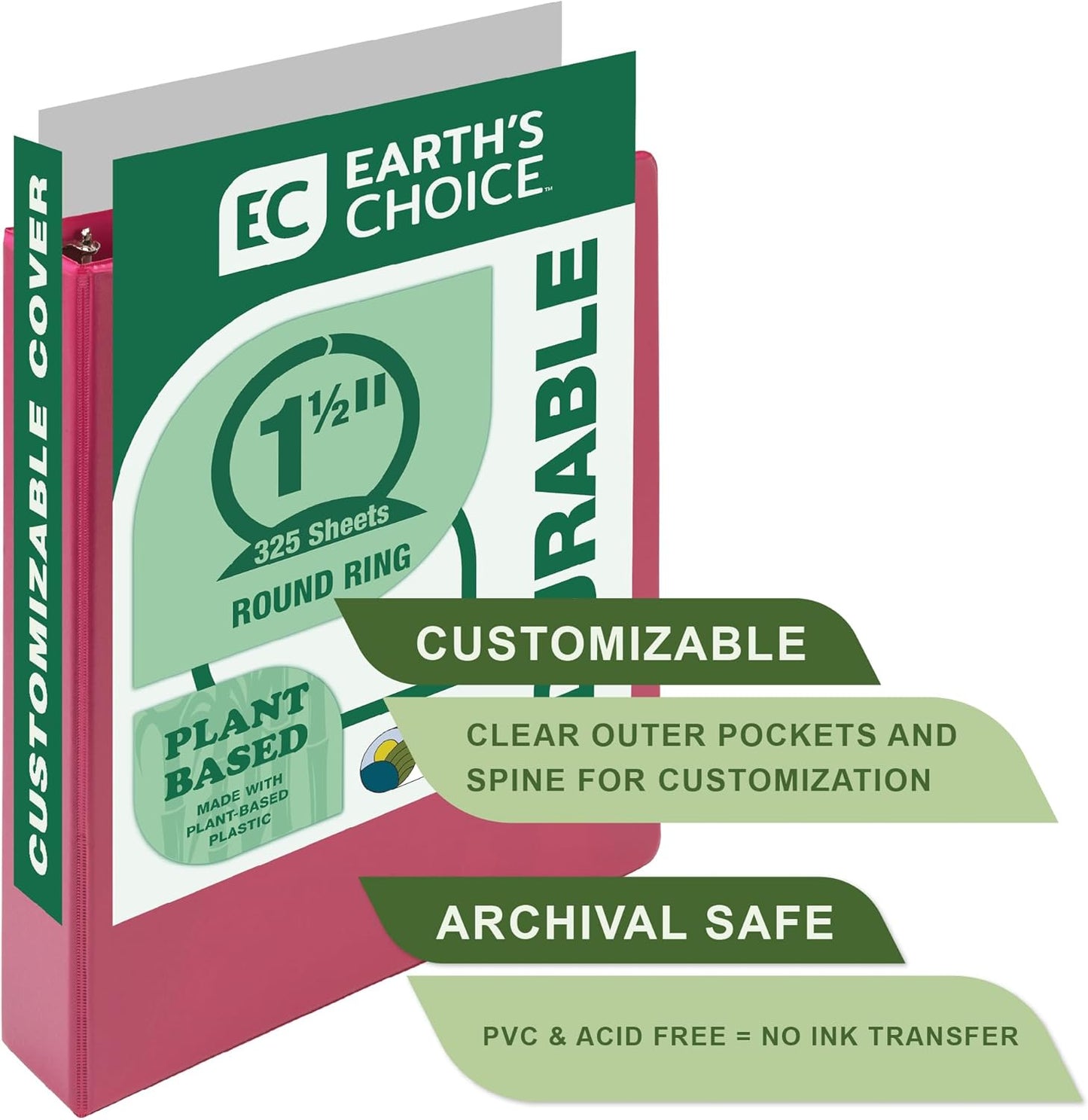 Samsill Plant-Based 2 Inch Durable Round Ring, View Binder, Eco-Friendly, USDA Certified Biobased, Single, Turquoise