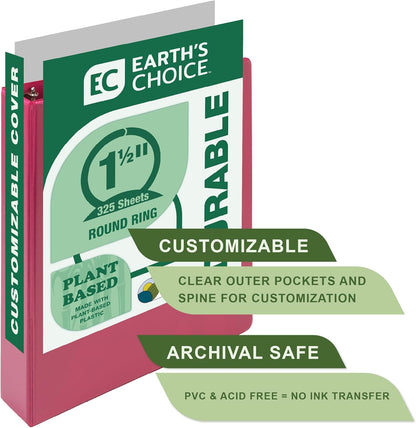 Samsill Plant-Based 2 Inch Durable Round Ring, View Binder, Eco-Friendly, USDA Certified Biobased, Single, Turquoise