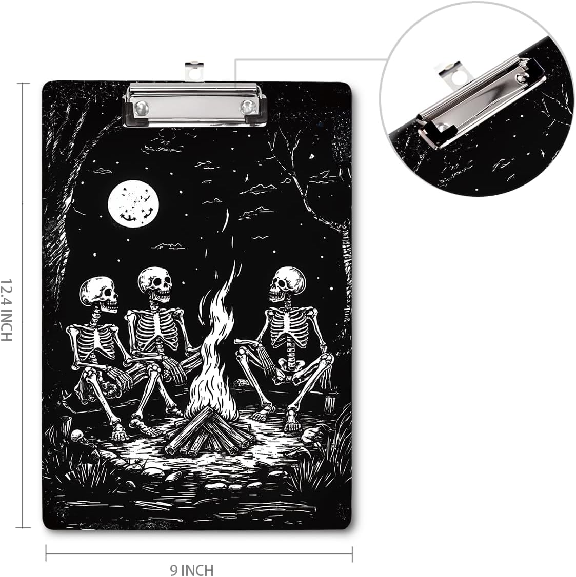 WAVEYU Fashion Cute Clipboard, Decorative Office Hardboard Wood Nursing Clip Board for Standard A4 Letter Size for Students, Women, Men, 12.5"x 9", Black+White02