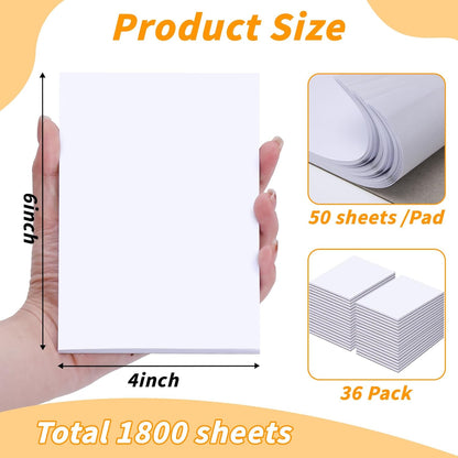 Note Pads 4x6, 36 Pack Small NotePads, Server Pads, Scratch Pads 4x6, Memo Pads White Paper, 50 Sheets per Blank Note Pads 4 x 6, Mini Writing Pads Pocket Notepads for Office School Home Supplies