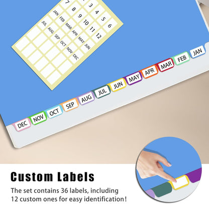 Binder Dividers with Tabs,Monthly Dividers for 3 Ring Binder,12 TABS,Customizable Table of Contents,Multicolor,1 Sets
