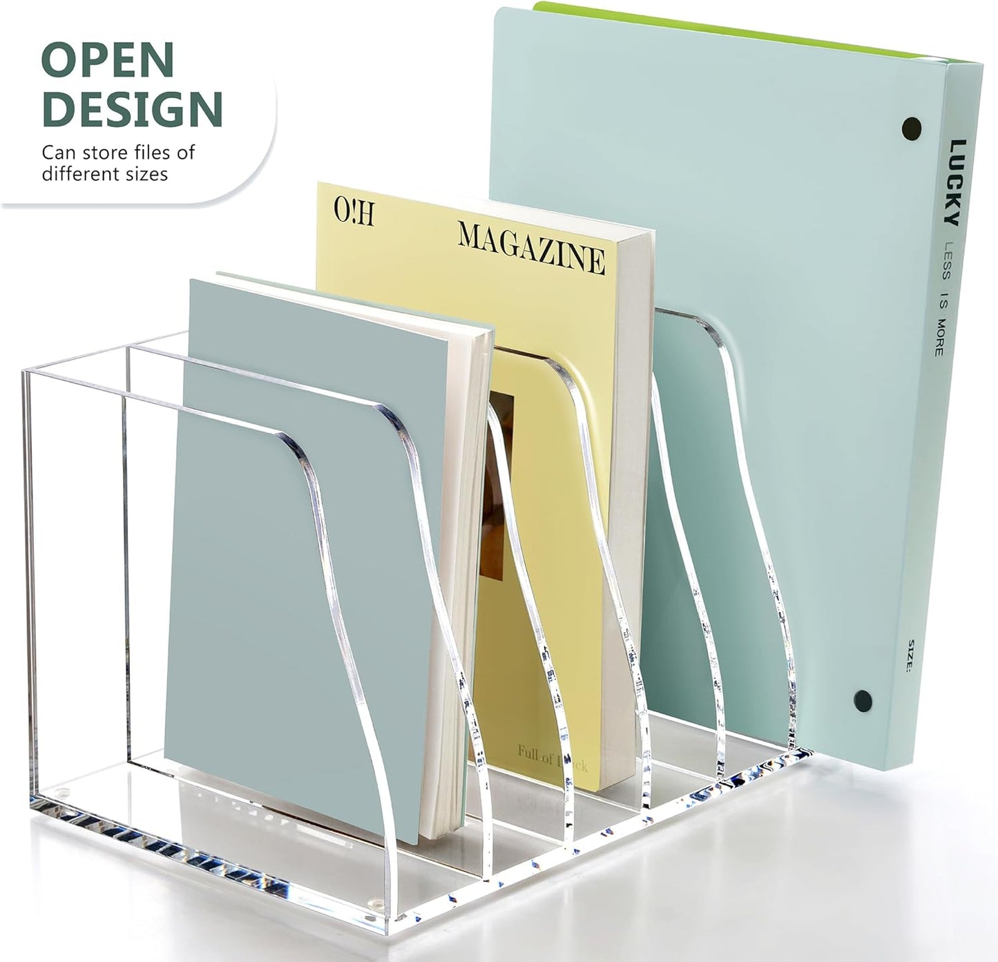 SANRUI 2-Pack Acrylic Magazine File Holder Desk Organizer Magazine Rack, Clear, Vertical File Sorter Holders, 9.45" D x 3.54" W x 10.24" H