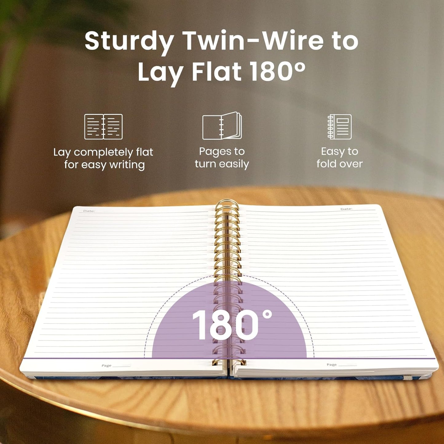 Lined Spiral Notebook Journal for Work, 300 Pages Thick B5 (7.1"x10") College Ruled Journal for Women & Writing, Hardcover Notebook for Note Taking, Perfect for Office Home School Supplies, Purple