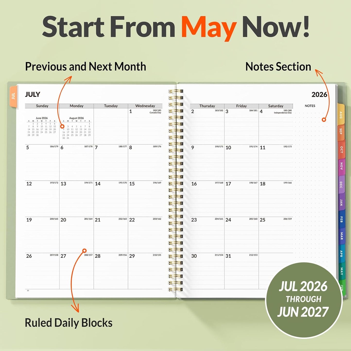 SUNEE 2026-2027 Appointment Book, Quarter-Hourly, Weekly & Monthly - from July 2026 to June 2027, 8.5"x11" Academic Planner, Flexible Cover, Note Pages, Bookmark, Spiral Binding, Black