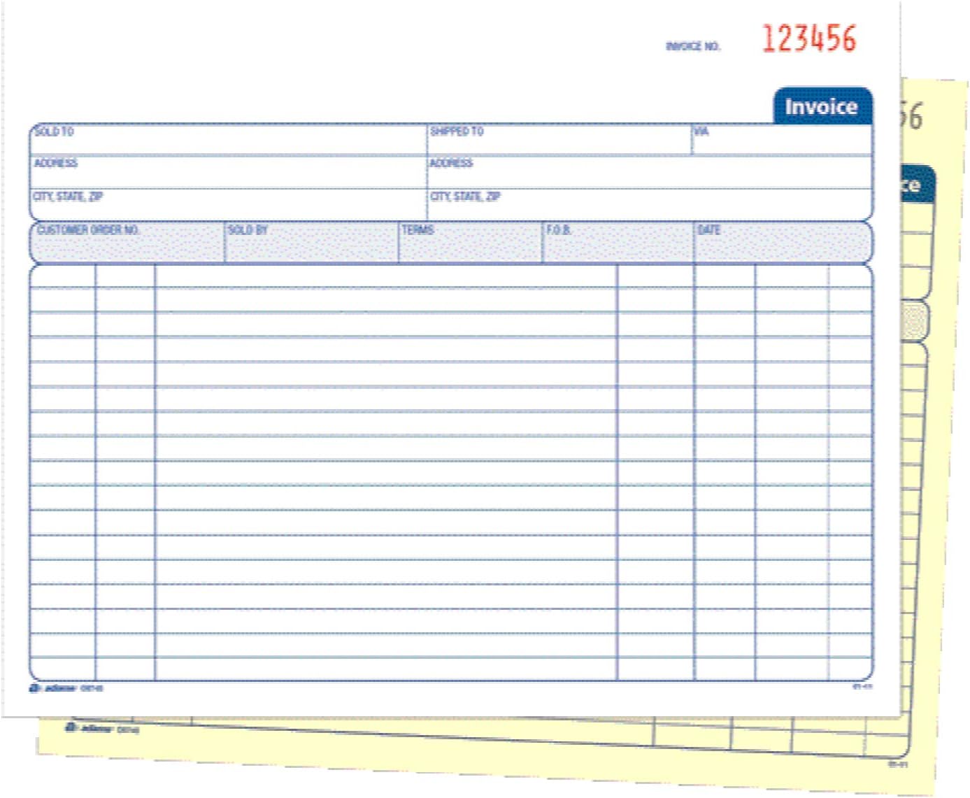 Adams Invoice Book, 2 Part, Carbonless, 8.38 x 7.19 Inches, 50 Sets per Book, White and Canary (D8740)