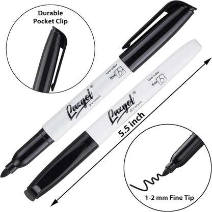 LAZGOL Dry Erase Markers Bulk, 96 Pack Fine Point Tip Black Dry Erase Markers, Low Odor Whiteboard Markers for Back to School, Office, Home, Work On White board & Calendar, Refrigerator.