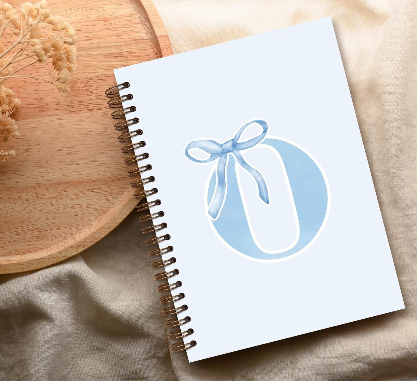 Blue Bow Journal Notebook for Girls,Initial H Journals Personalized Diary Gifts for Teen Girl Kids,Monogrammed Gifts for Women,Trendy Coquette Cute Hardcover Spiral Notebook 5.5 x 8.3 - Colors A