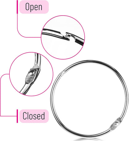 Mr. Pen- Loose Leaf Binder Book Rings, 5 Assorted Sizes (0.6", 1", 1.2", 1.5",2"), 36 Pack, Metal Binder Rings for Index Cards, Keychains, School, Home, Office, Silver