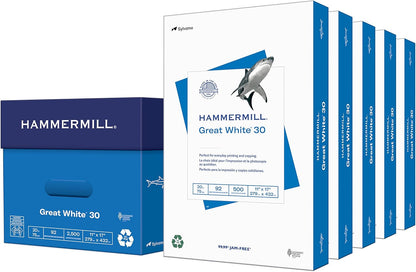 Hammermill Printer Paper, Great White 30% Recycled Paper, 8.5 x 11 - 3 Ream (1,500 Sheets) - 92 Bright, Made in the USA
