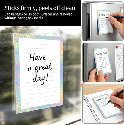 2 Pack Sticky Notes 4x6 in, Funny Large Notepads with Lines, Cute Self-Stick Memo Note Pads for Office, Home, Meeting Luxury Boho Flowers