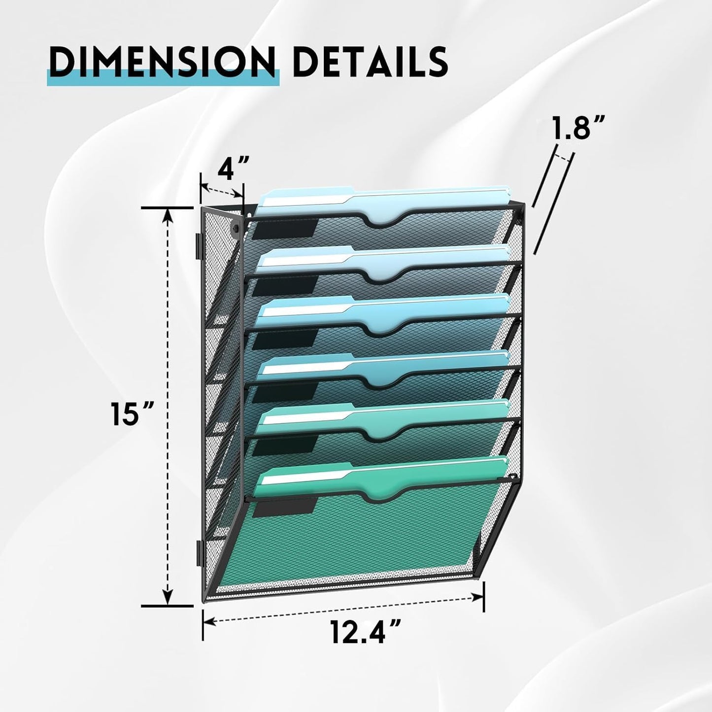 SUPEASY 10-Tier Wall File Organizer, Hanging Wall Files for Papers, Folders, Magazines, Clipboard, Wall Organizer for Office Home School Classroom, Black