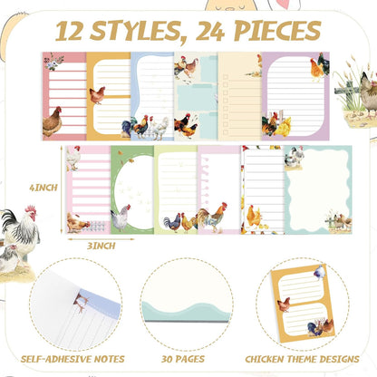 Gilprop 24 Pack Cat Sticky Notes Gift 3x4 Inch Cute Self Stick Notepads Adhesive Cartoon Cat Memo Pad Fun Kawaii Animal Sticky Notes for Teacher Women Valentines Office Home Christmas Pet Lover Gift