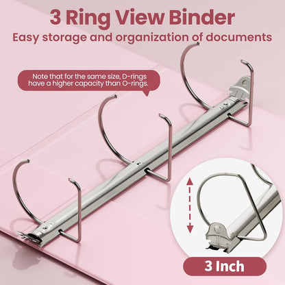 SUNEE 3 Ring Binder 2 Inch, Clear View Binder Three Ring PVC-Free (Fit 8.5x11 Inches) for School or Office Supplies, Light Purple, 1 Pack