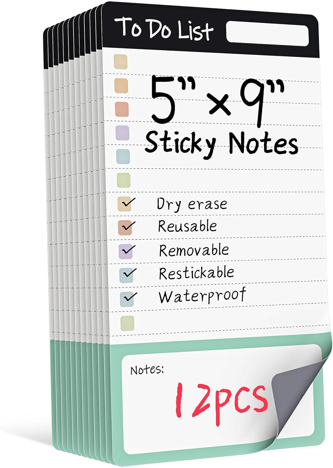 Dry Erase to Do List Sticky Notes| 12pcs Premium Daily Planner White Board| Chore Chart Checklist Notepad| Lined Task Todo Memo Pad| Removable Suitable for Home,Office,Refrigerator,Desk