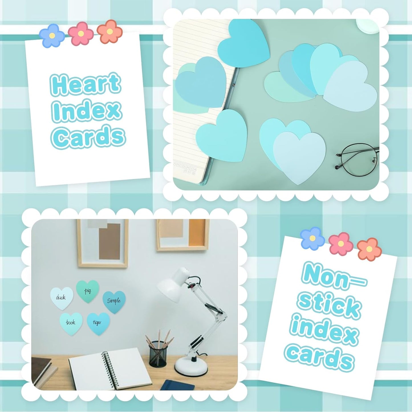 150 Pcs Heart Index Cards - Pink, 3x3 Colored Note Cards for School, Learning, Office, Games