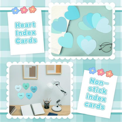 150 Pcs Heart Index Cards - Pink, 3x3 Colored Note Cards for School, Learning, Office, Games