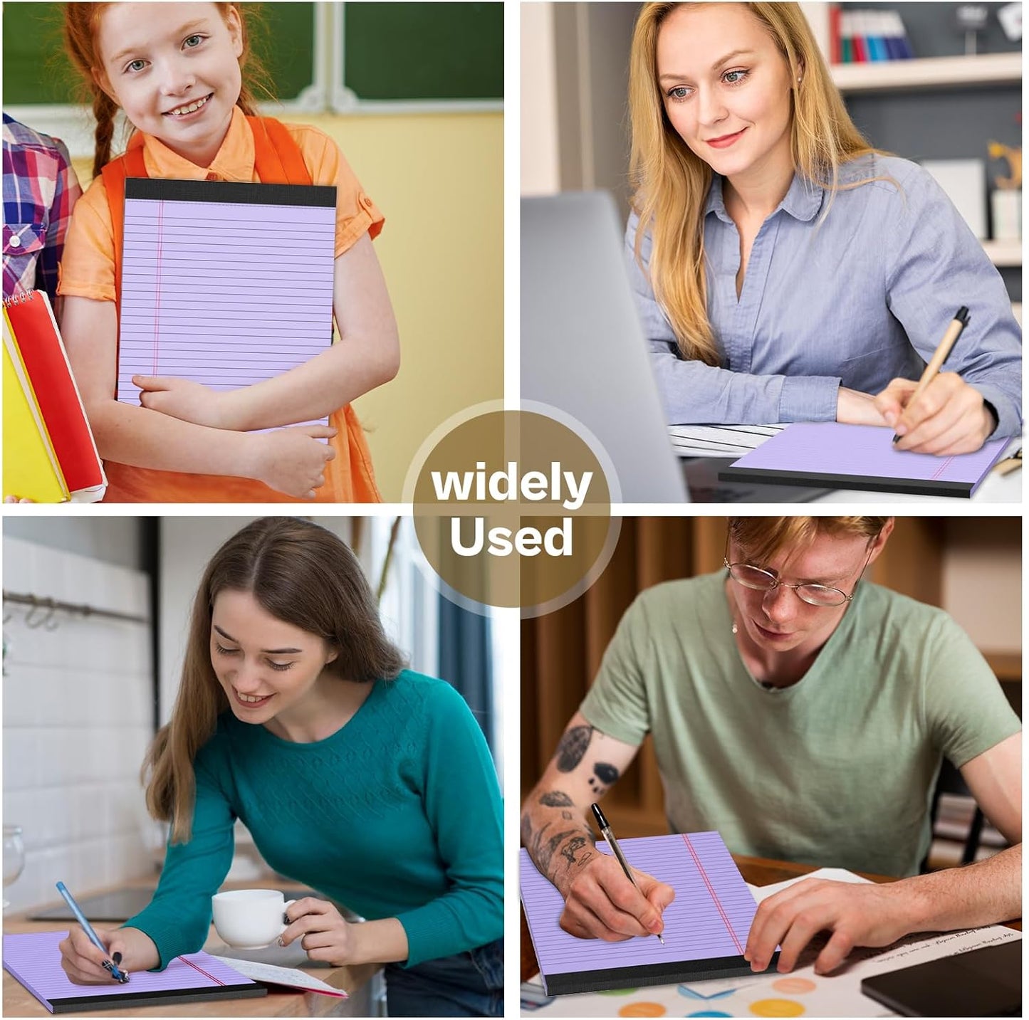 4 Pack Blue Legal Pads 8.5 x 11 Blue Note Pads 8.5 x 11 Notepad 8.5 x 11 Micro Perforated Writing Pads Lined Paper Pads Wide Ruled Pad of Paper 30 Sheets Notebook for Study, To-Do Lists, Office