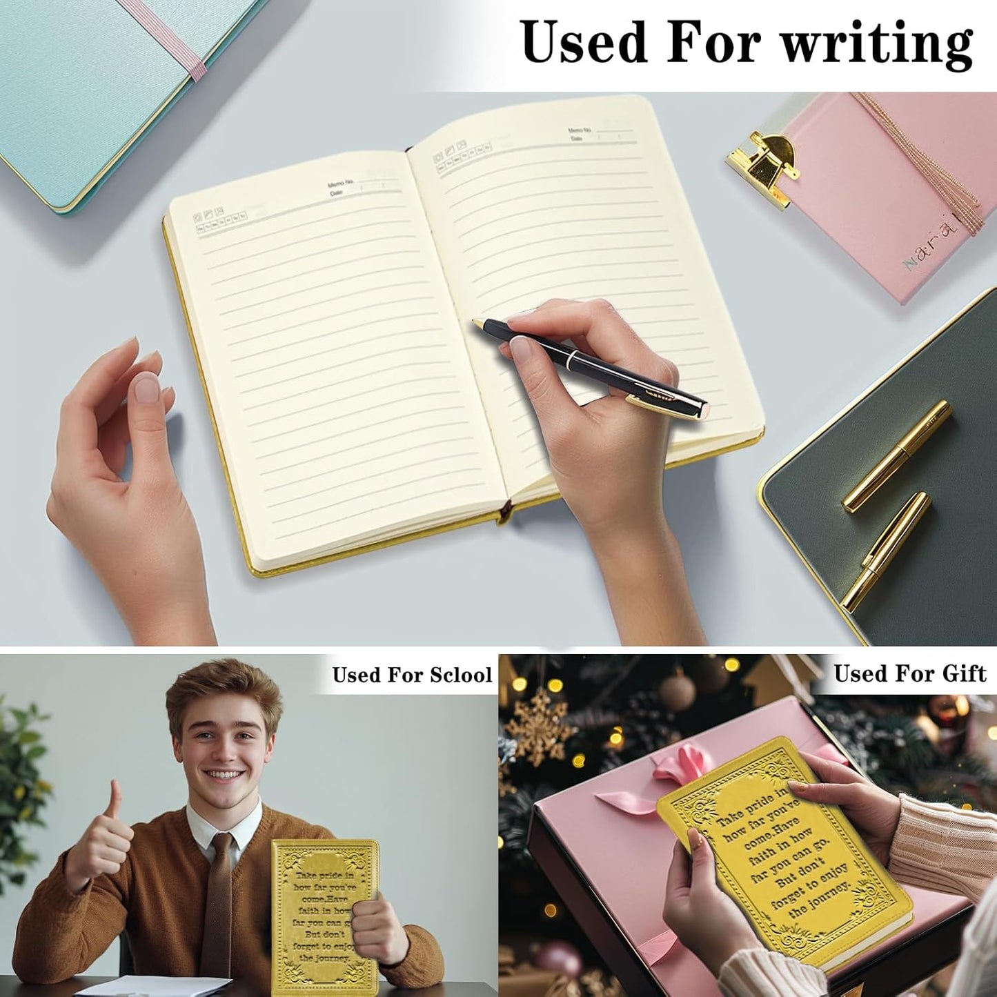 Inspirational Gift Appreciate Lined Journal Notebook Graduation Gift Take Pride In How Far You've Come Writing Notebook Encouragement Gift,1 Pack (Yellow),(Take pride-Yellow)