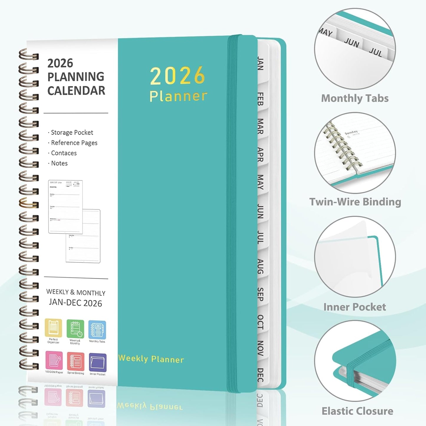 Planner 2026-2027, Weekly and Monthly Academic Year Calendar Planner, July 2026 - June 2027, Daily Agenda Book for Office School Supplies, A5(6.3'' x 8.5'')