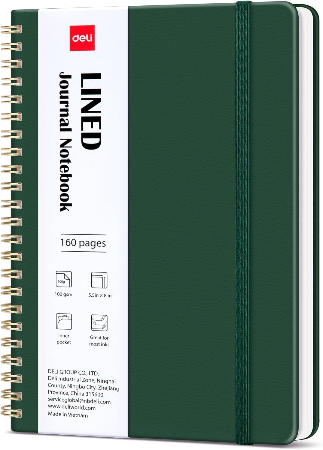 deli Rose Red Lined Spiral Journal Notebook, 160 Pages, A5 (5.5"x8") Hardcover Writing Notebook, College Ruled Spiral Bound Journal for Women & Men - Perfect for Work, School, Office & Note Taking