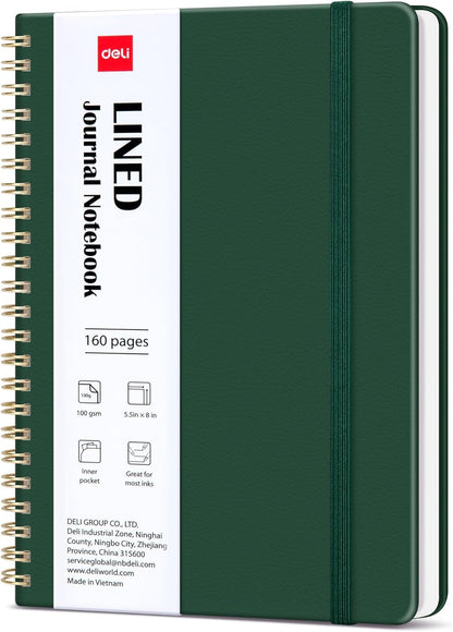 deli Rose Red Lined Spiral Journal Notebook, 160 Pages, A5 (5.5"x8") Hardcover Writing Notebook, College Ruled Spiral Bound Journal for Women & Men - Perfect for Work, School, Office & Note Taking