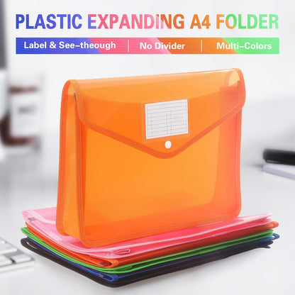 Plastic Expanding File Folder, Transparent envelopes with Snap Closure, No Dividers, Large Capacity, Fit Letter/A4 Size (Pink)
