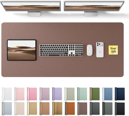 YSAGi Leather Desk Pad Protector, Large Mouse Pad, Non-Slip PU Leather Desk Blotter, Waterproof Writing Pad for Office and Home (31.5" x 15.8", Eggshell) - Colors B