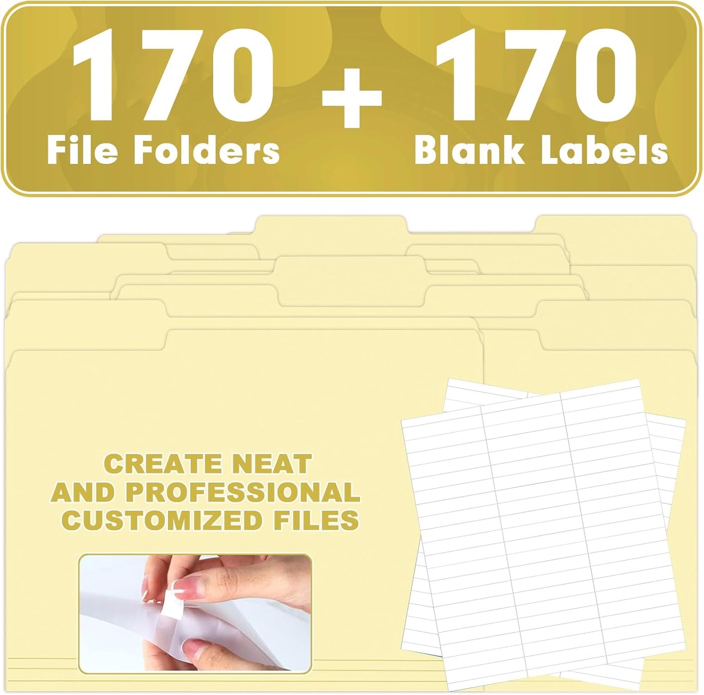Manila Folders, HERKKA 30 Pack 1/3 Cut Tab File Folders, Manila Folders 8.5 x 11 Designed for Office and Classroom Use, Letter Size
