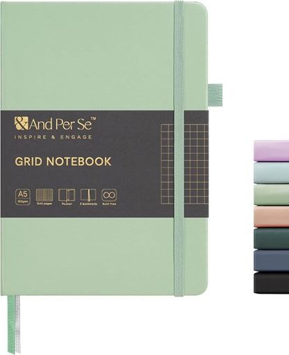 &And Per Se Lined Journal Notebook, 160 Pages, A5 5.7 x 8 inches College Ruled Thick Paper Notebook Journals for Writing, Hardcover Notebooks for Women Men Office School (1 Pack, Green) - Colors B