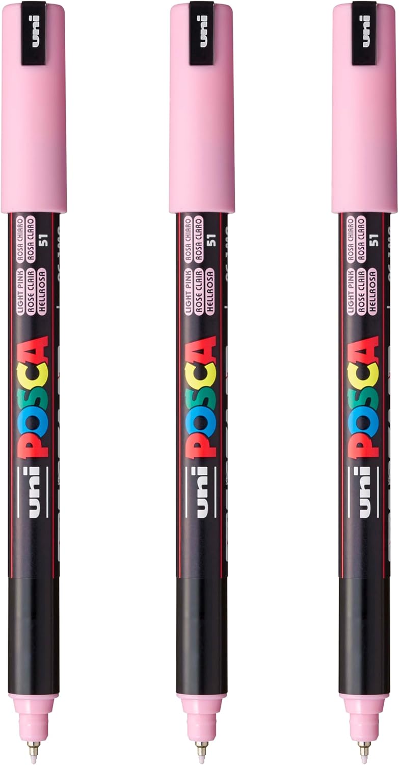 posca PC-1MR Water-Based Paint Markers, Extra Fine Tip (0.7mm), White, 3 Count