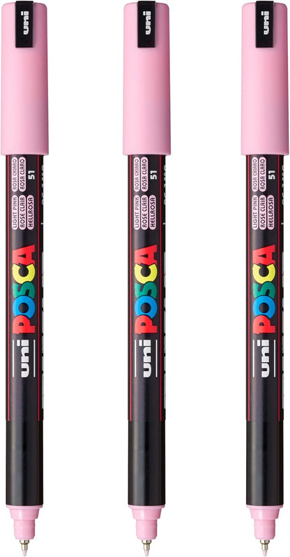 posca PC-1MR Water-Based Paint Markers, Extra Fine Tip (0.7mm), White, 3 Count