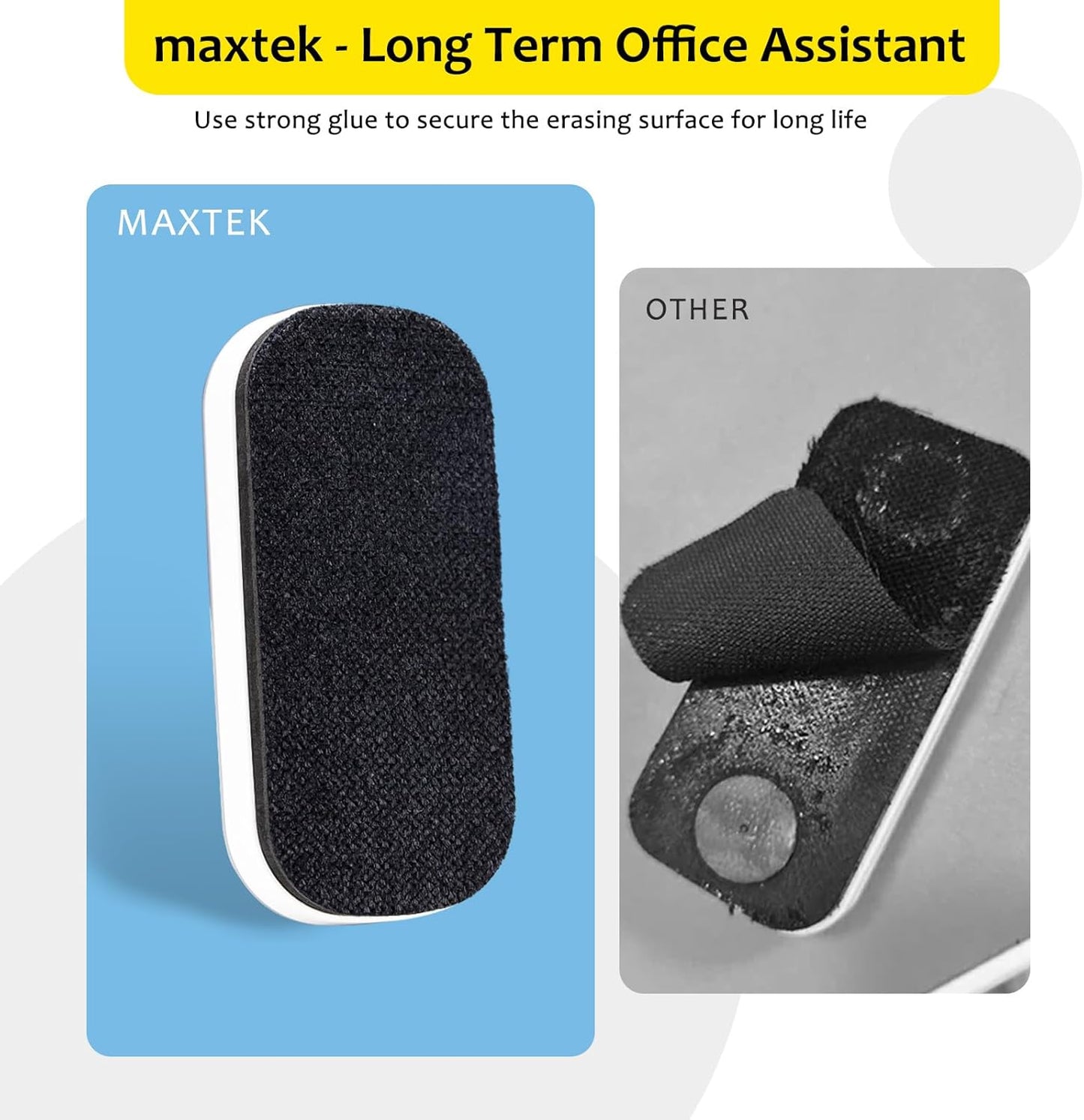 maxtek Dry Erase Eraser, Magnetic White Board Erasers - 2 Pack, Glass Whiteboard Eraser for Office and School Supplies (Gray)
