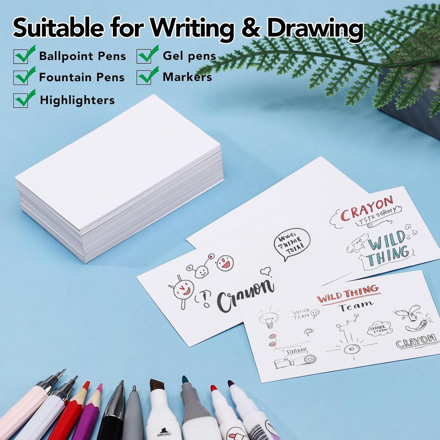 120 Pcs Blank Business Cards, 2x3.5in Small Index Cards, 350GSM Thick White Blank Note Cards for Business Study Index Invitation Playing