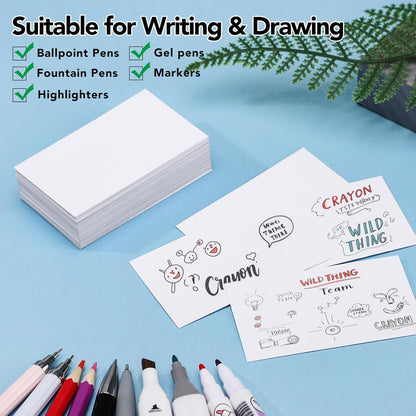 120 Pcs Blank Business Cards, 2x3.5in Small Index Cards, 350GSM Thick White Blank Note Cards for Business Study Index Invitation Playing