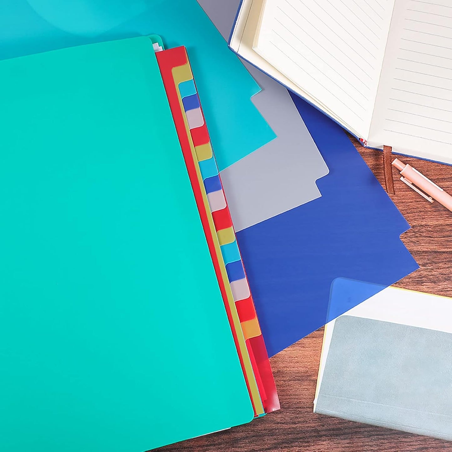21 Tab A-Z Binder Dividers, 3 Ring Plastic Binder Dividers with Tabs Multicolor Alphabet Dividers for 2/3/4/11 Ring Binders, Letter Size (8.2×11.6 Inch)