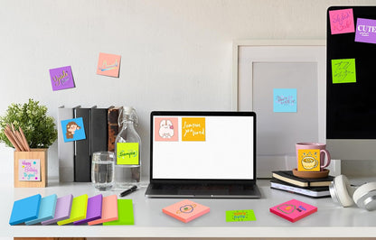 (18 Pads) Lined Sticky Notes 3x3 in Bright Ruled Post Stickies Colorful Super Sticking Power Memo Pads