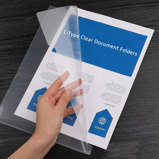 Clear Document Folder Copy Safe Project Pockets fits 8.5x11 Letter Size US Paper,10/30/50/100Pack L-Type Plastic Clear Paper Sleeves Protector Resume File Poly Jacket Folders Organizer in Transparent