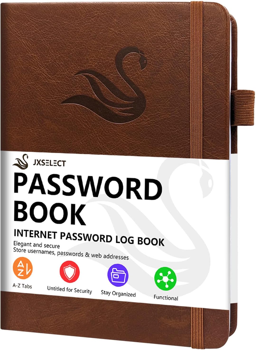 Elegant Password Book with Alphabetical Tabs - Hardcover Password Book for Internet Website Address Login - 5.2" x 7.6" Password Keeper and Organizer w/Notes Section & Back Pocket (Turquoise)