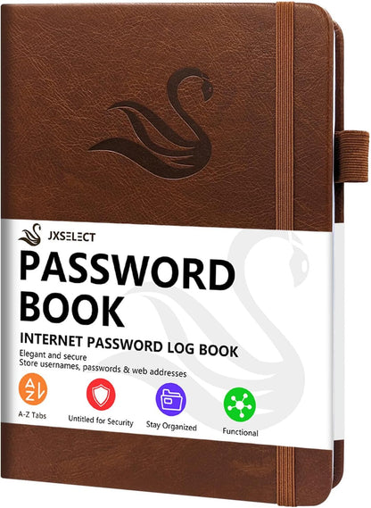 Elegant Password Book with Alphabetical Tabs - Hardcover Password Book for Internet Website Address Login - 5.2" x 7.6" Password Keeper and Organizer w/Notes Section & Back Pocket (Turquoise)