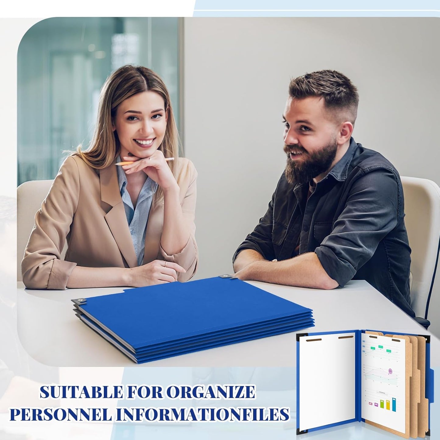 Henoyso 10 Pcs Hanging Classification Folders Bulk with 2 Prongs, 1 Divider Letter Size, 2 Inch Expansions Pressboard File Folder, 1/3-cut Tab File Organizer (1 Divider,Green)