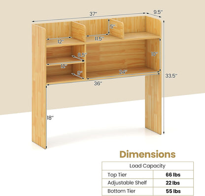 Tangkula Desktop Bookshelf, Countertop Storage Hutch with 5 Shelves for Computer Desk, Desk 3-Tier Display Rack, Multipurpose Wood Desktop Hutch Storage Organizer for Dorm Office Home