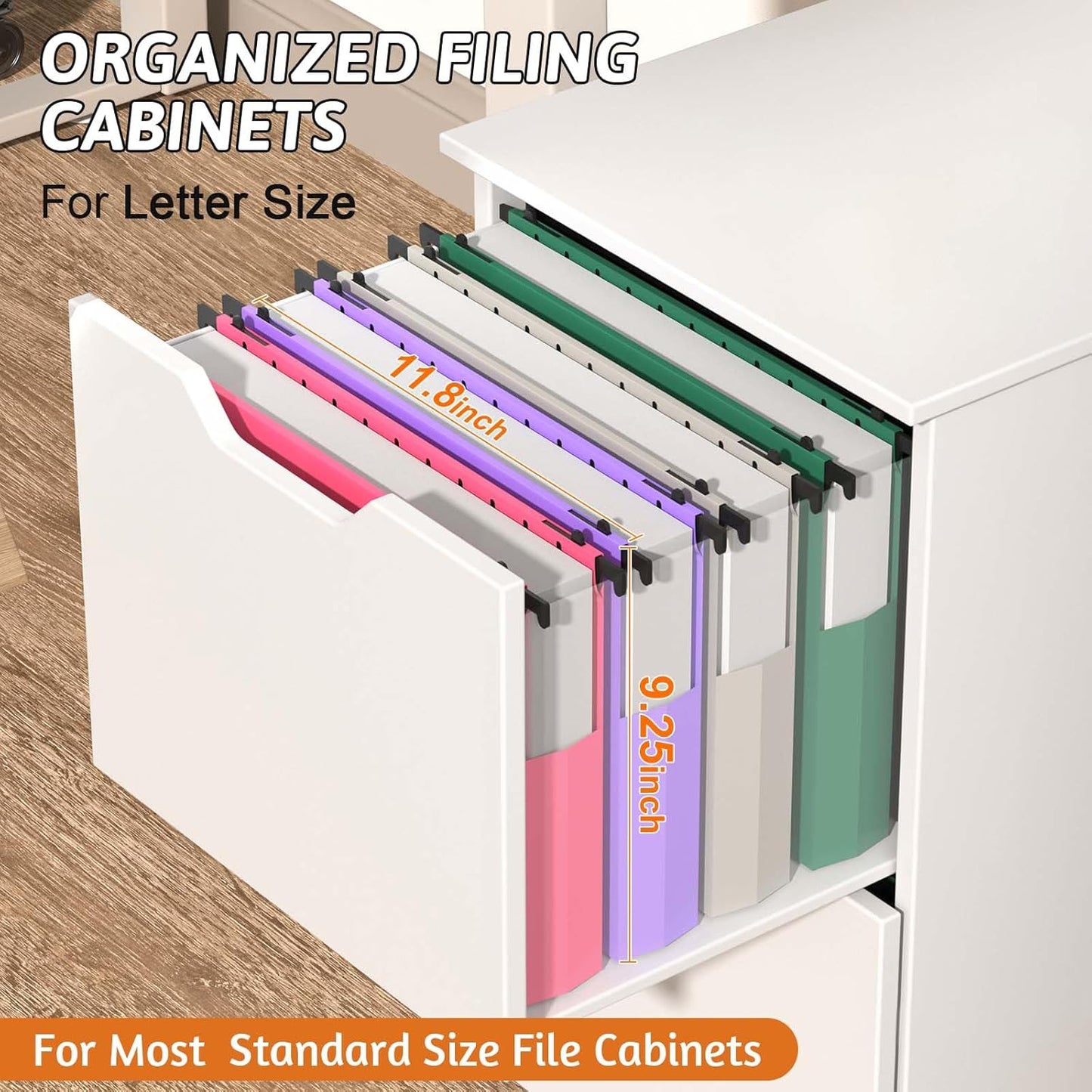 Plastic Extra Capacity Hanging File Folder Letter Size,12 Pack Reinforced Expandable Hanging Folders,Heavy Duty 2 Inch Expansion,Adjustable Tabs,Hanging Organizer Designed for Bulky Files(Gray)
