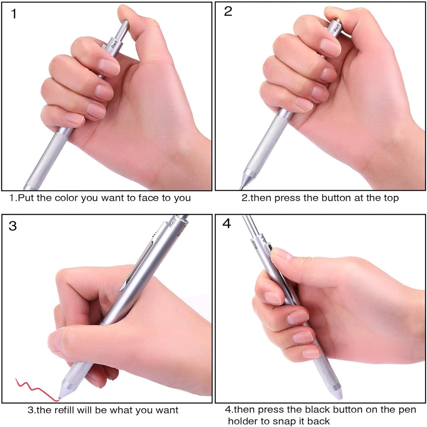 DUNBONG Ballpoint Metal D1 Refill for Multifunction Pen, Black pack of 5 pieces (Black)