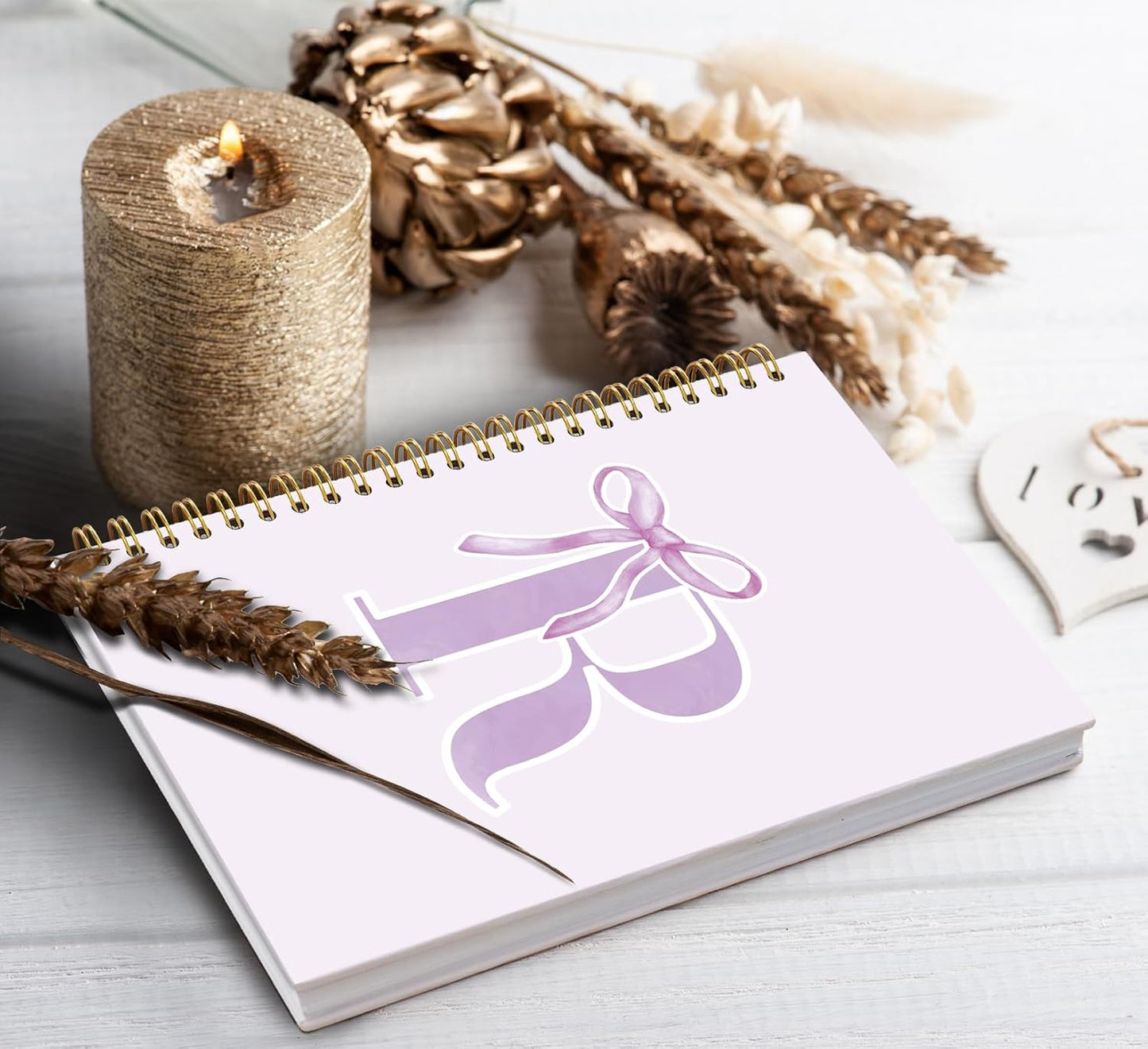 Blue Bow Journal Notebook for Girls,Initial H Journals Personalized Diary Gifts for Teen Girl Kids,Monogrammed Gifts for Women,Trendy Coquette Cute Hardcover Spiral Notebook 5.5 x 8.3 - Colors A