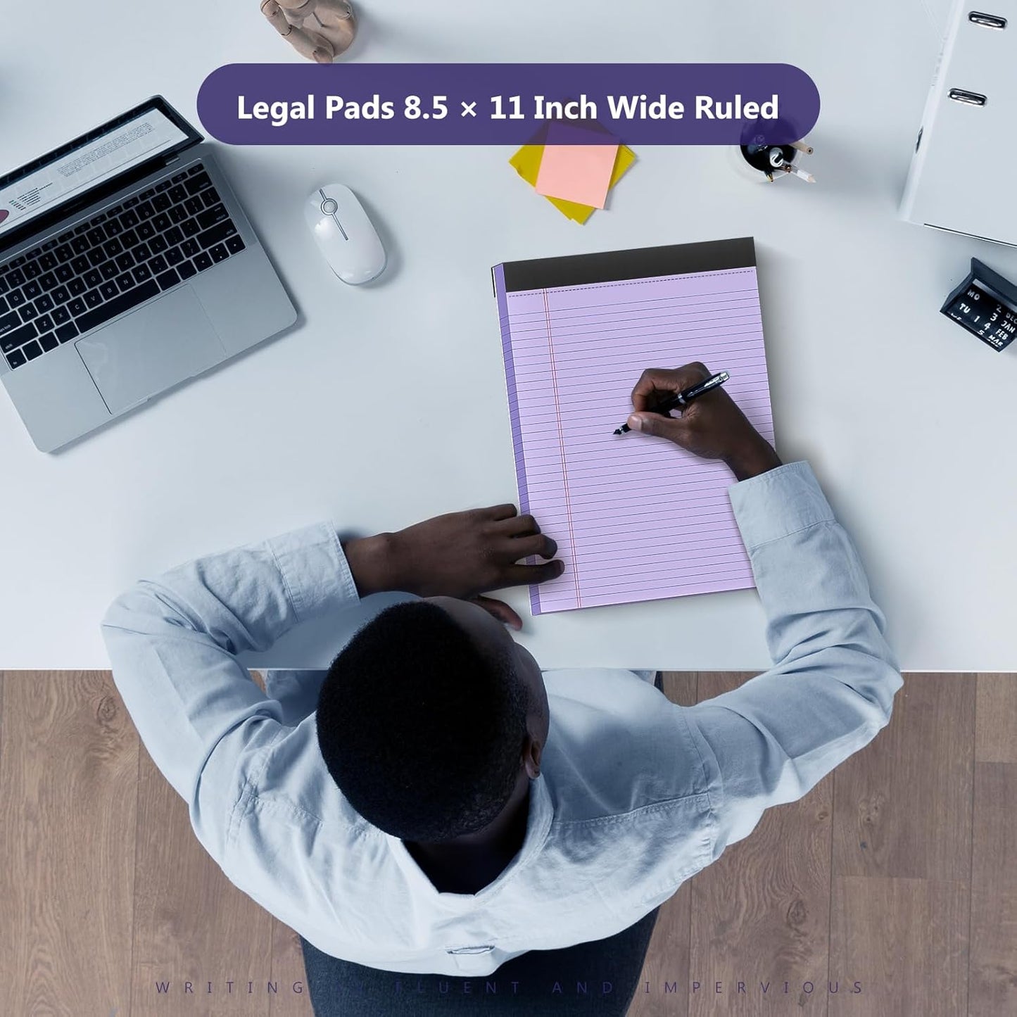 2 Pack Legal Pads 8.5 x 11 College Ruled 100 Sheets Purple Note Pads 8.5" x 11" Lined Paper Chipboard-Backed Notepad with Micro-Perforated Notebook Paper for Office & School Supplies 50 Sheets/Pad