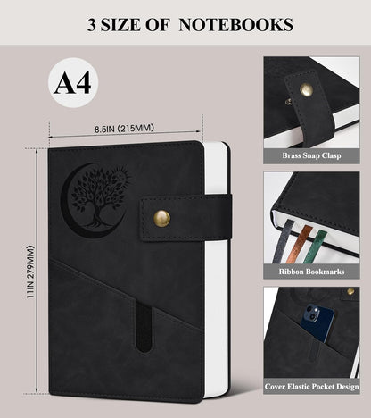 PAIBAS A5 Leather Journal Notebook, 365 Pages Thick Hardcover Lined Journal for Men & Women, Medium 5.9" x 8.4" College Ruled Notebooks for Work, School, Travel, Business,Note Taking,Writing Diary