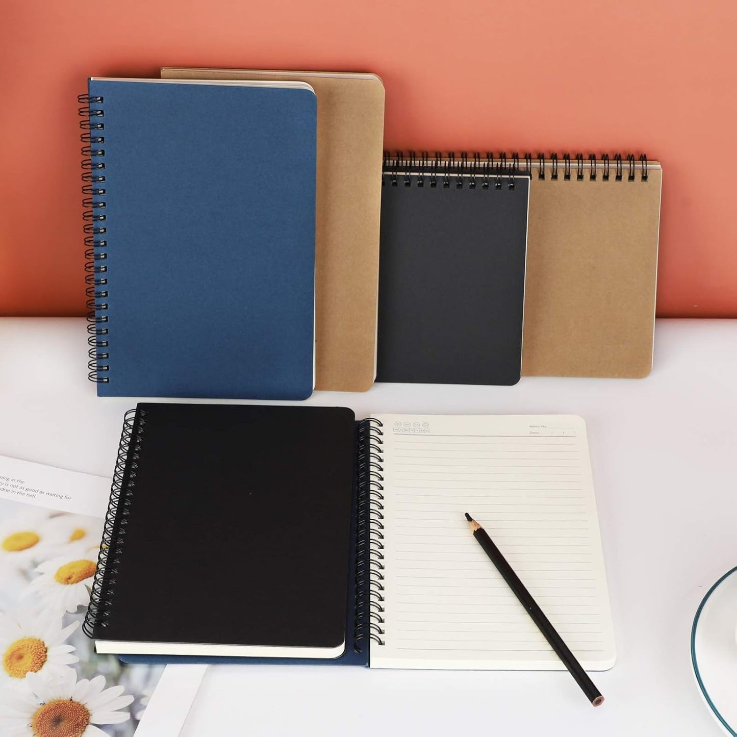 EUSOAR Spiral Lined Notebook, A5 3packs 5.5"X8.3" 120 Pages Lined Travel Notebooks Journal, Memo Notepad Sketchbook, Students College Office Business Diary Ruled Spiral Book Journal-3Colors Covers