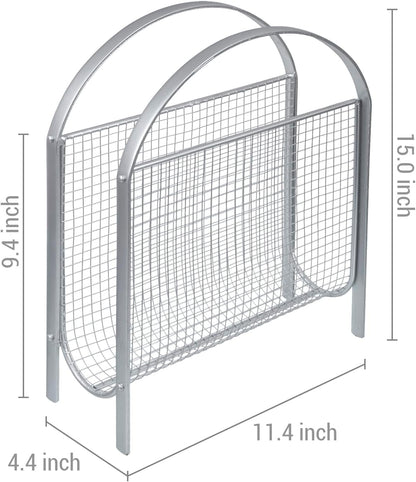MyGift Magazine Rack, Floor Freestanding Magazine Holder for Bathroom Bedroom Office, Books Newspapers File Mail Organizer, Mid Century Modern Decor Wire Storage for Tablets and Documents